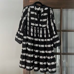 Elan black white embroidered dress coverup